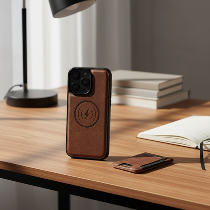MagVibe leren telefoonhoesje met magnetische standaard
