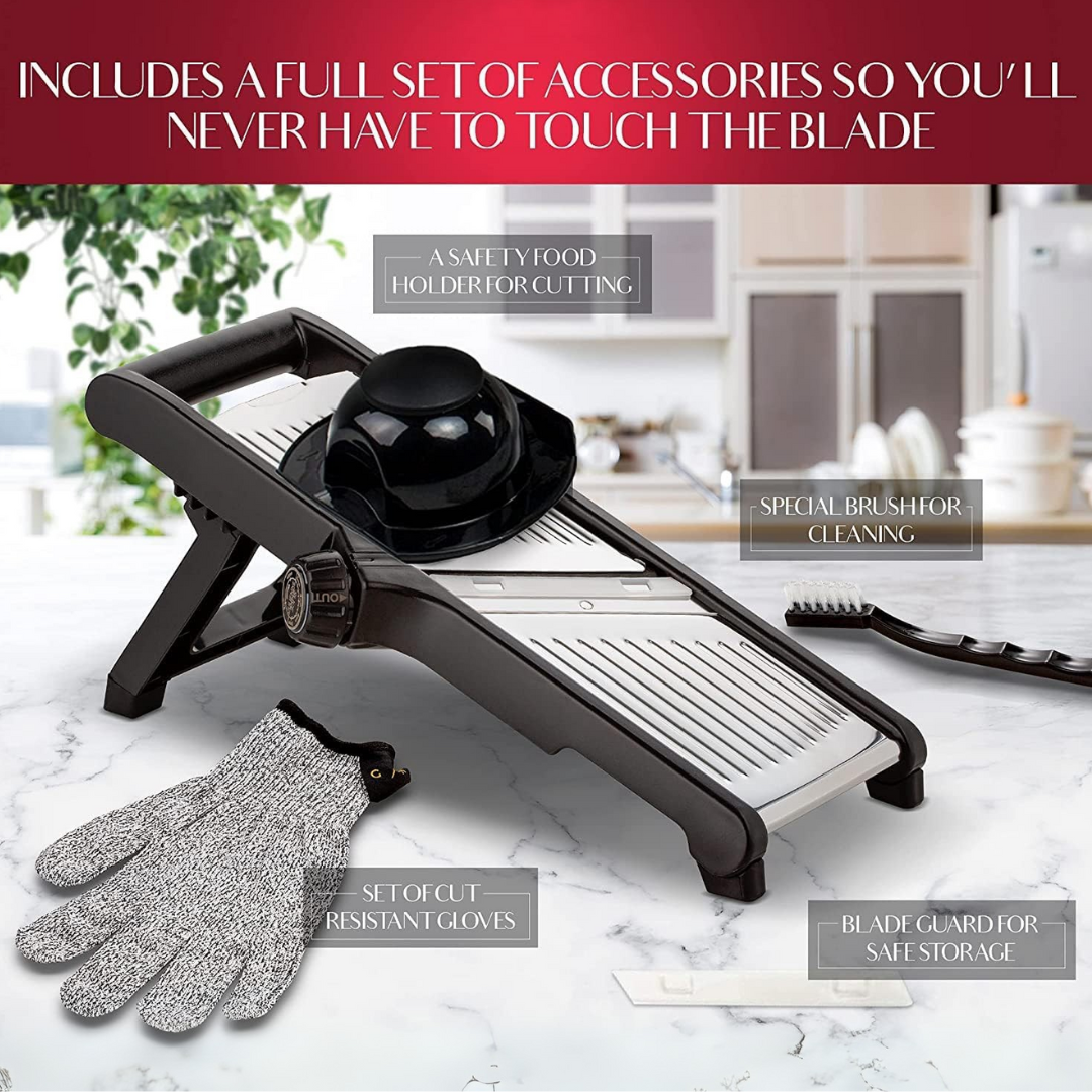 Premium mandoline groentesnijder met snijbestendige handschoenen