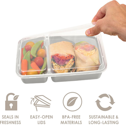 2-compartiment herbruikbare voedselcontainers 20-delig