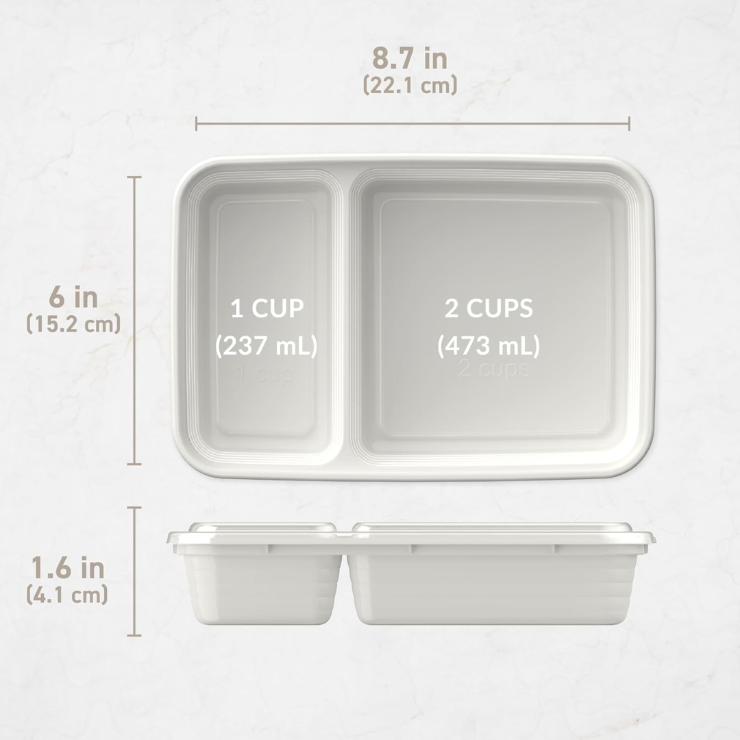 2-compartiment herbruikbare voedselcontainers 20-delig