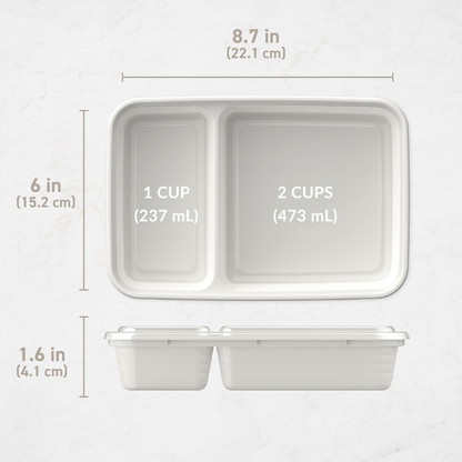 2-compartiment herbruikbare voedselcontainers 20-delig