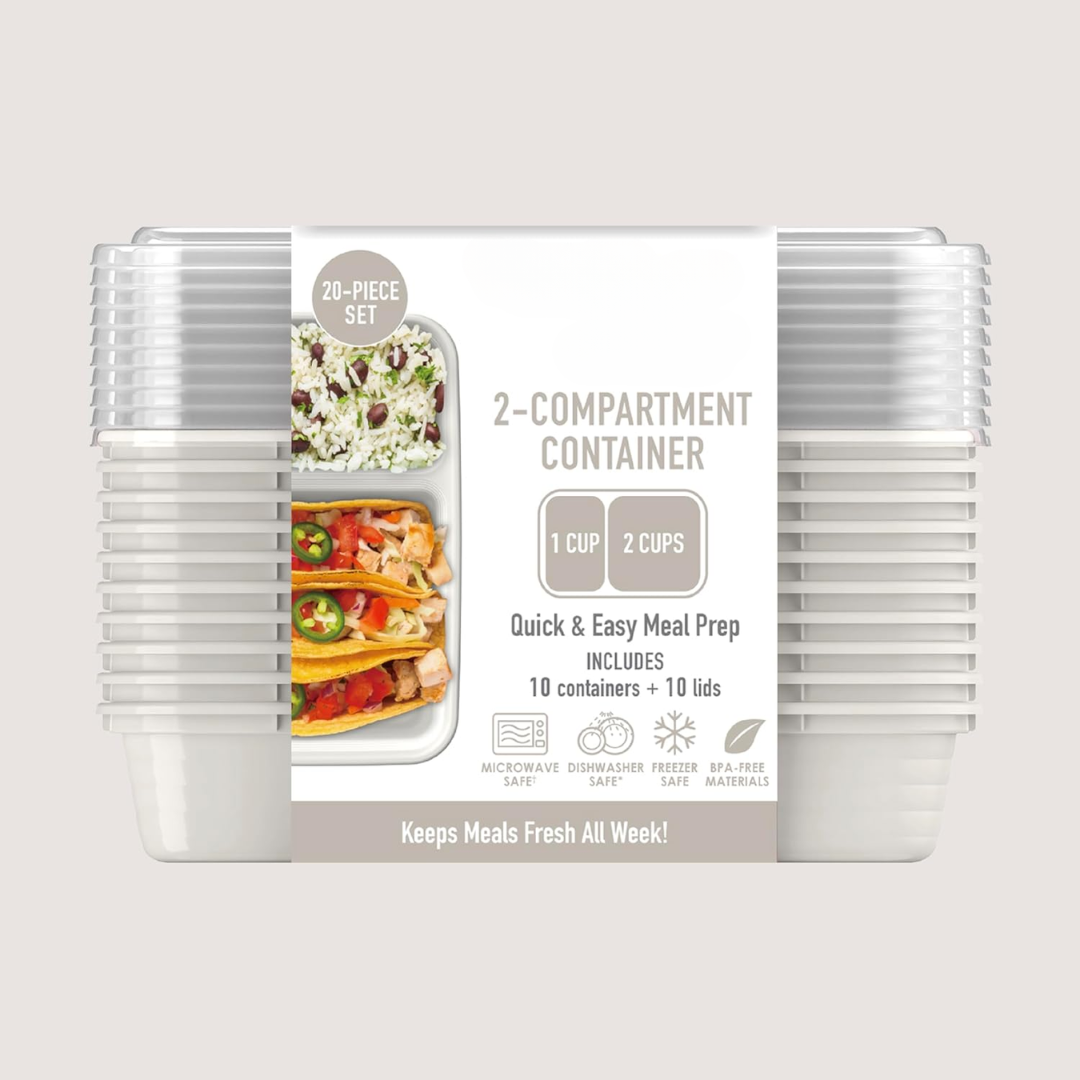 2-compartiment herbruikbare voedselcontainers 20-delig