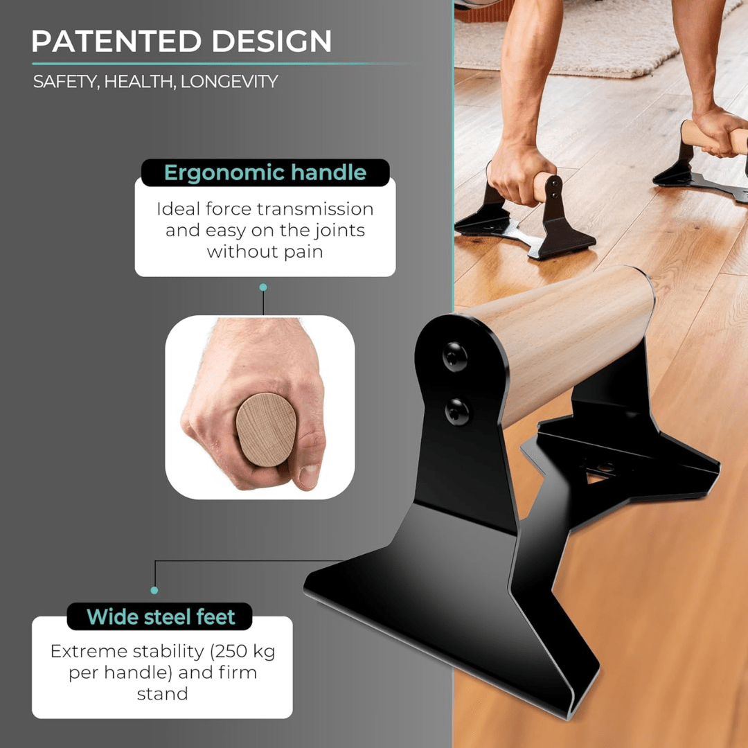 POWERGRIP ergonomische houten parallettes