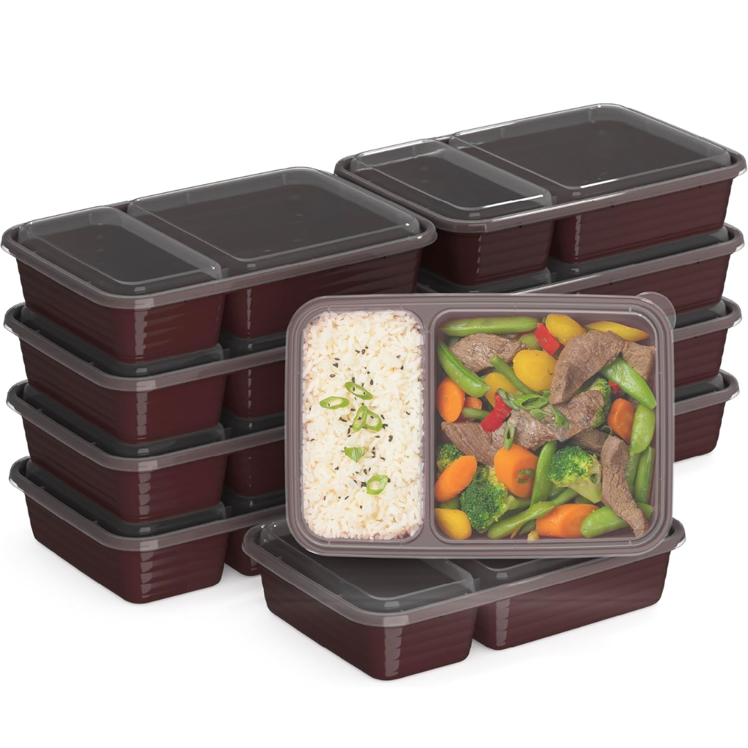 2-compartiment herbruikbare voedselcontainers 20-delig