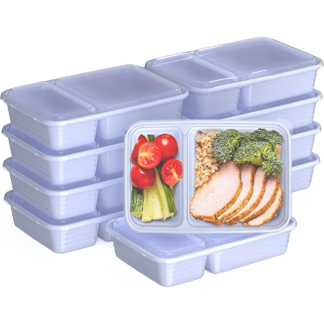 2-compartiment herbruikbare voedselcontainers 20-delig