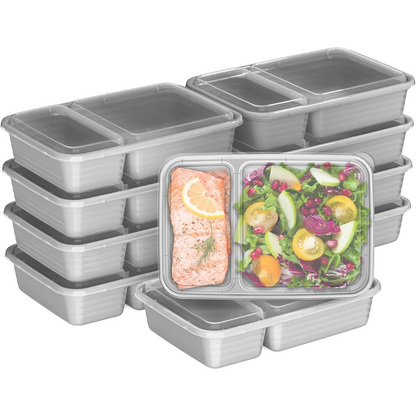2-compartiment herbruikbare voedselcontainers 20-delig