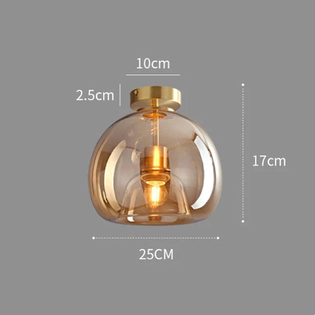 Vörre Retro Koperen Glas Plafondlamp