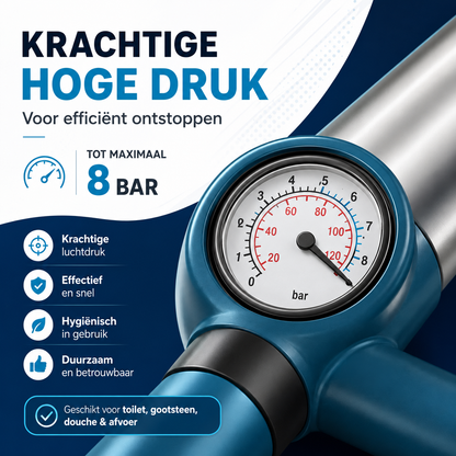 WC Ontstopper met hoge druk – afvoer ontstopper voor toilet, douche & gootsteen