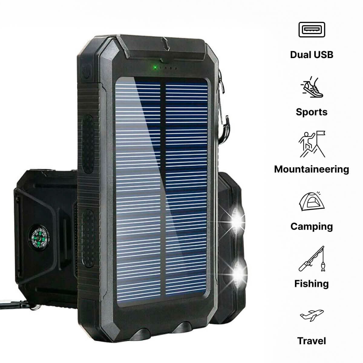 SOLARFORCE waterdichte zonne-energie powerbank