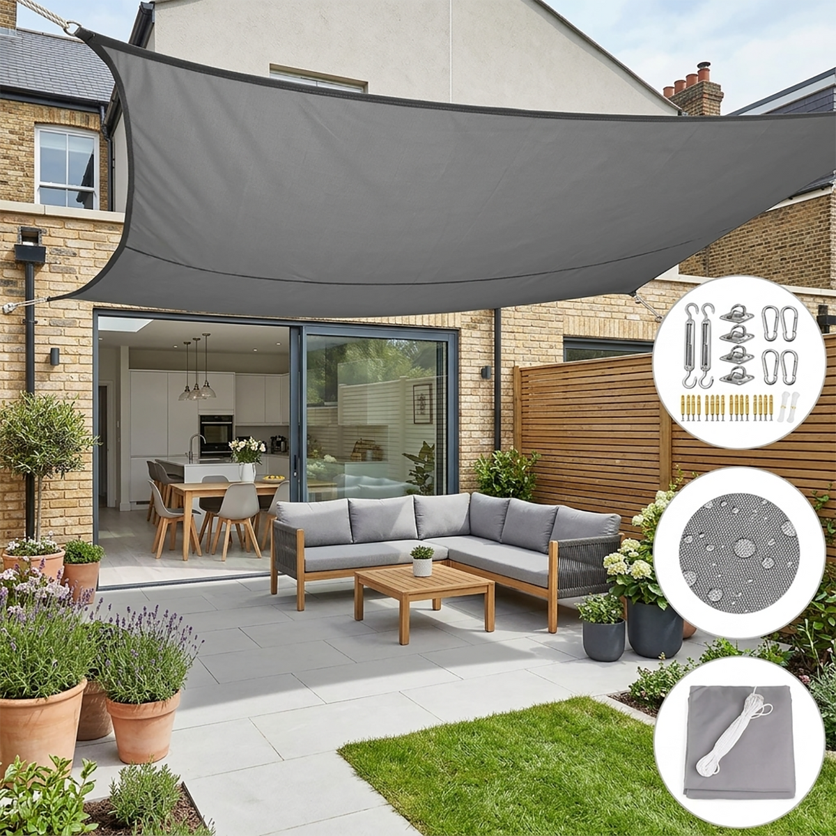 Waterafstotend schaduwdoek voor tuin en terras