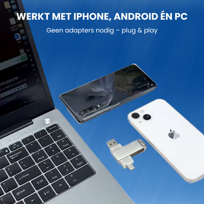 Y-DISK 3-in-1 USB-stick voor iPhone, Android, Mac & PC