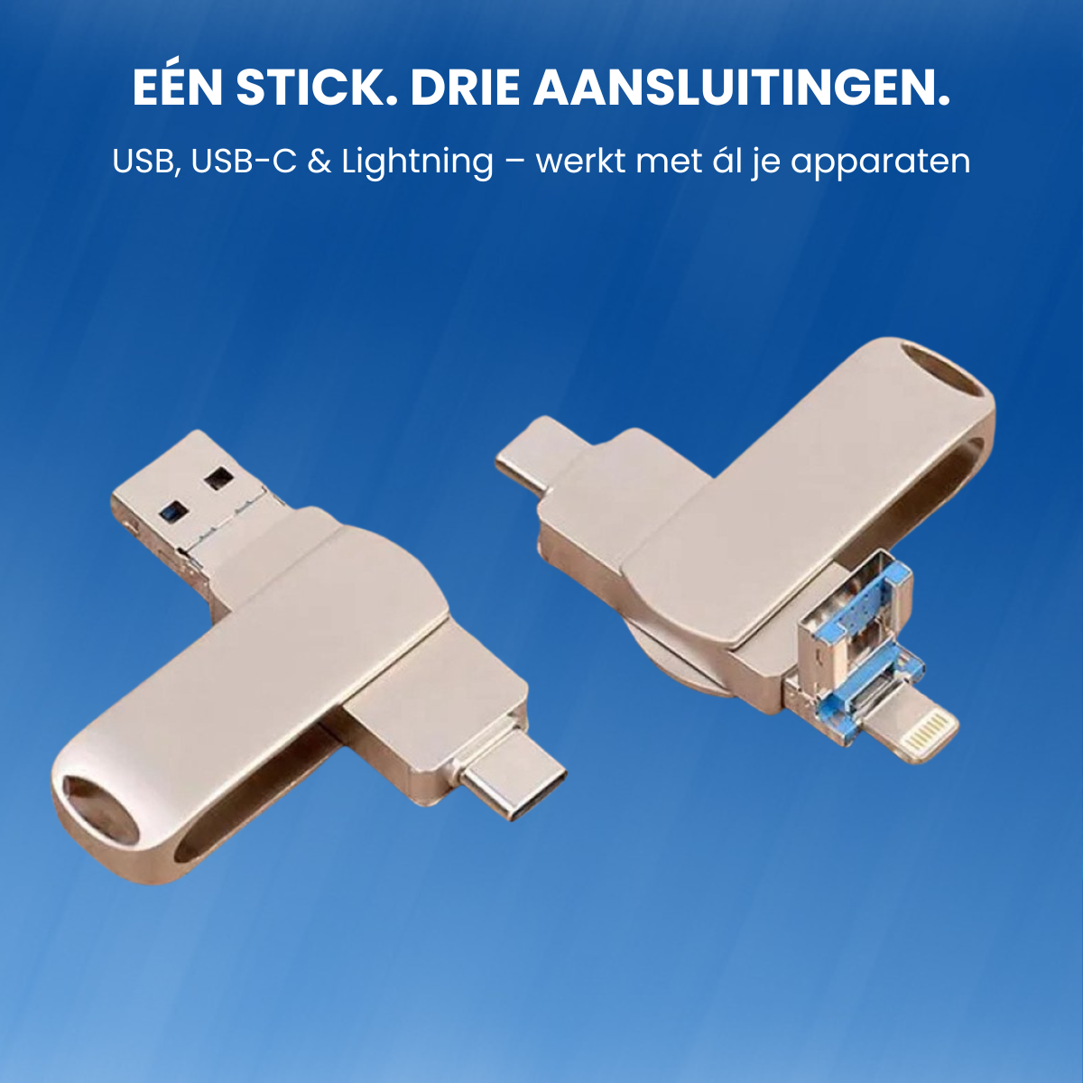 Y-DISK 3-in-1 USB-stick voor iPhone, Android, Mac & PC
