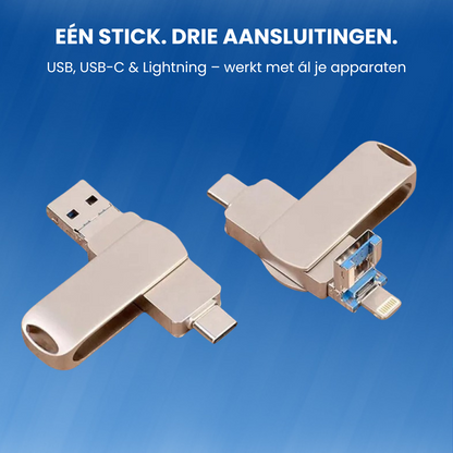 Y-DISK 3-in-1 USB-stick voor iPhone, Android, Mac & PC