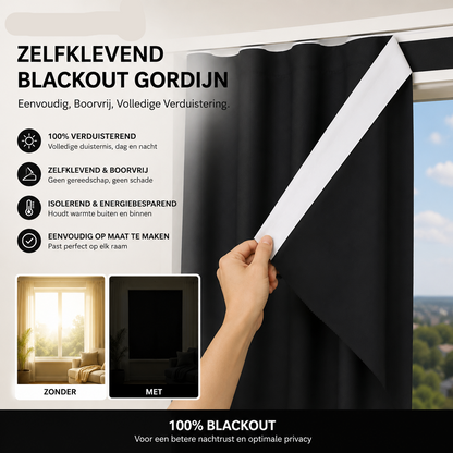 Zelfklevend verduisterend gordijn zonder boren