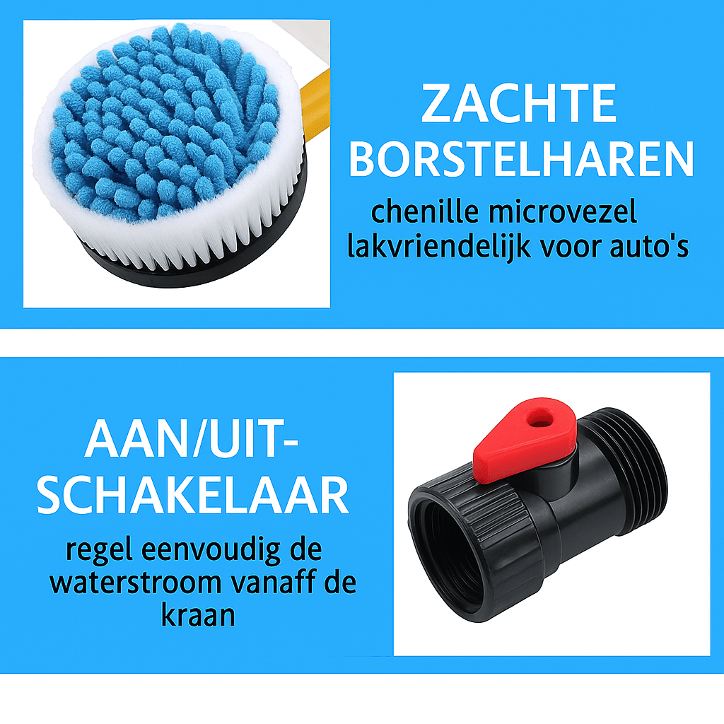 Navando zelfroterende wasborstel op waterdruk