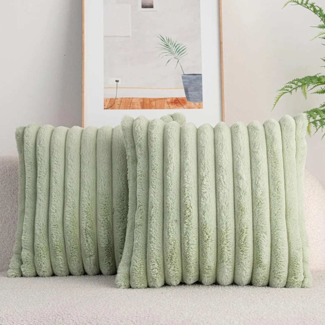 Geribbelde pluche kussenhoes 45 x 45 cm