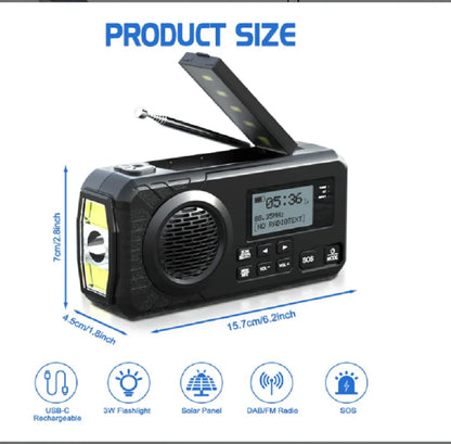 Solar noodradio met Bluetooth en powerbank