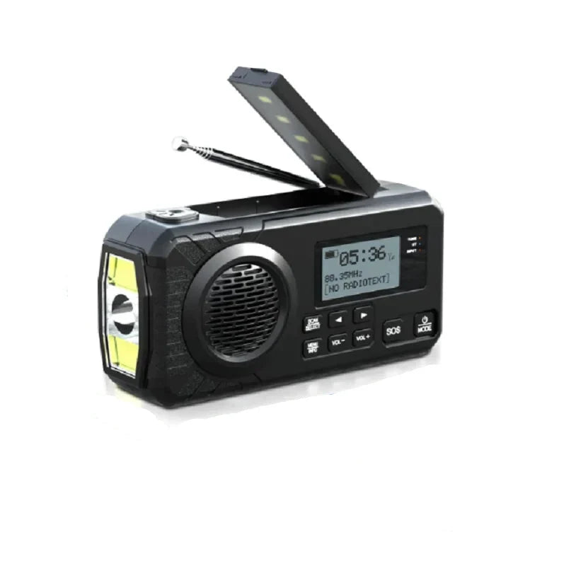 Solar noodradio met Bluetooth en powerbank