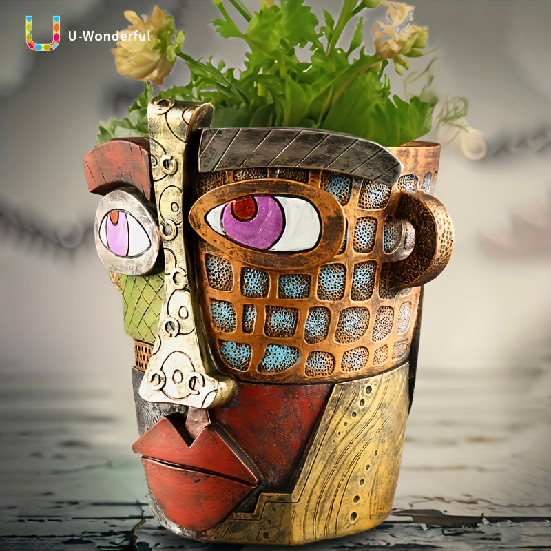 GeoFace abstracte retro plantenbak