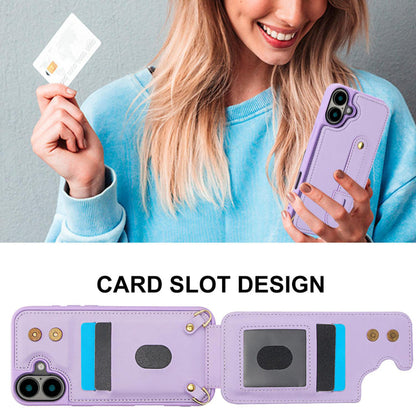 iPhone 17 koordhoesje met pasjeshouder paars