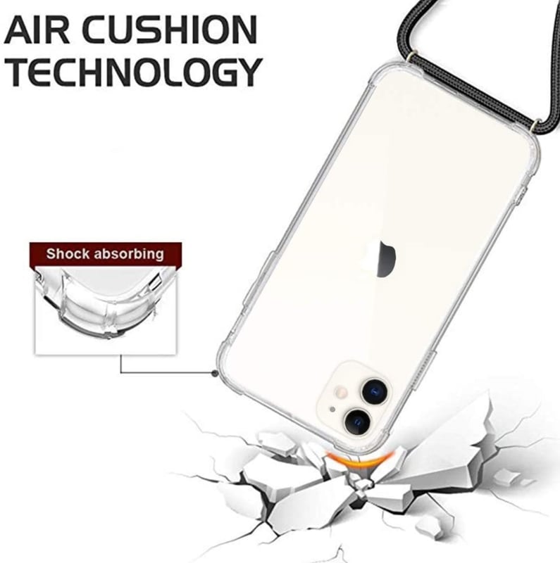 iPhone 11 transparant TPU crossbody hoesje met koord