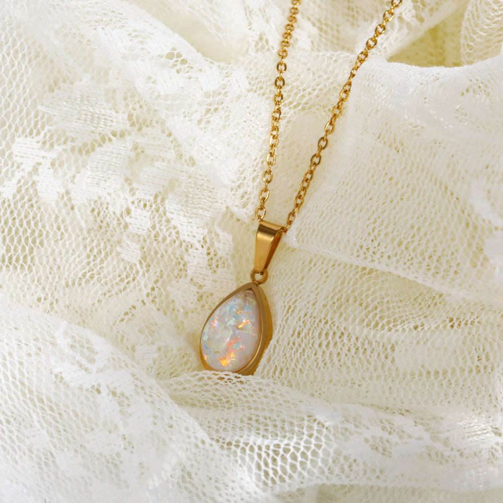 18K Opaal Druppel Hanger Ketting