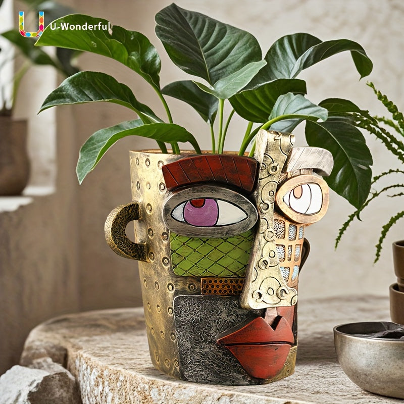 GeoFace abstracte retro plantenbak