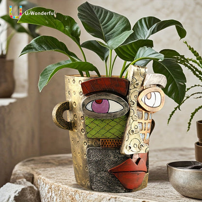 GeoFace abstracte retro plantenbak