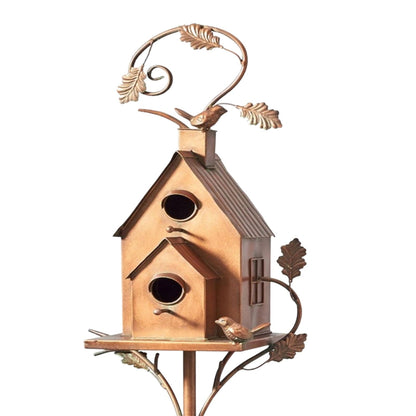 Metalen vogelhuisje met tuinsteker