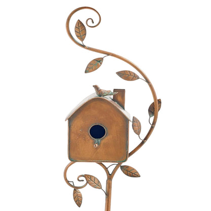 Metalen vogelhuisje met tuinsteker