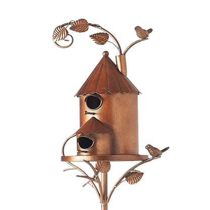Metalen vogelhuisje met tuinsteker