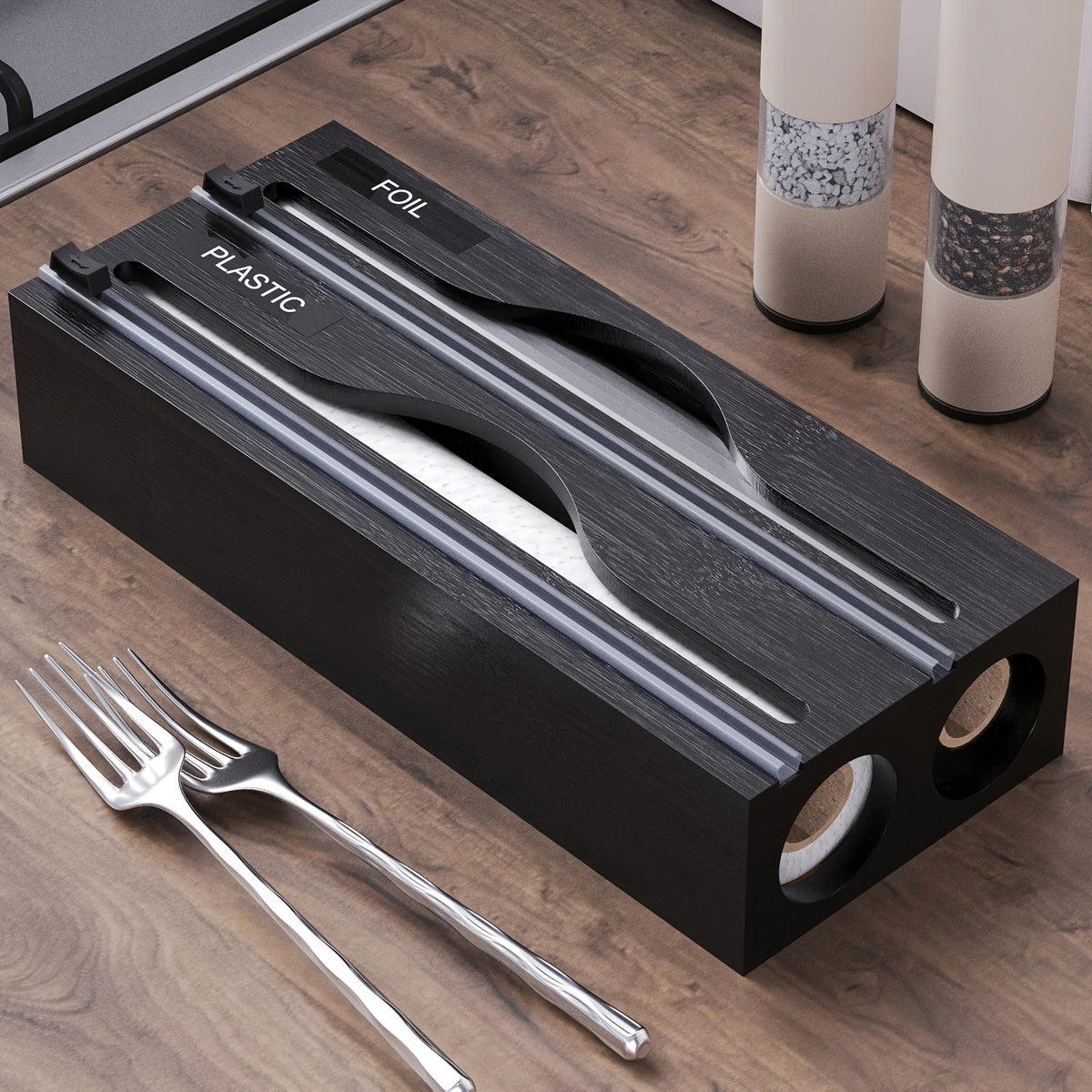 Bamboe 2-in-1 folie dispenser met snijder