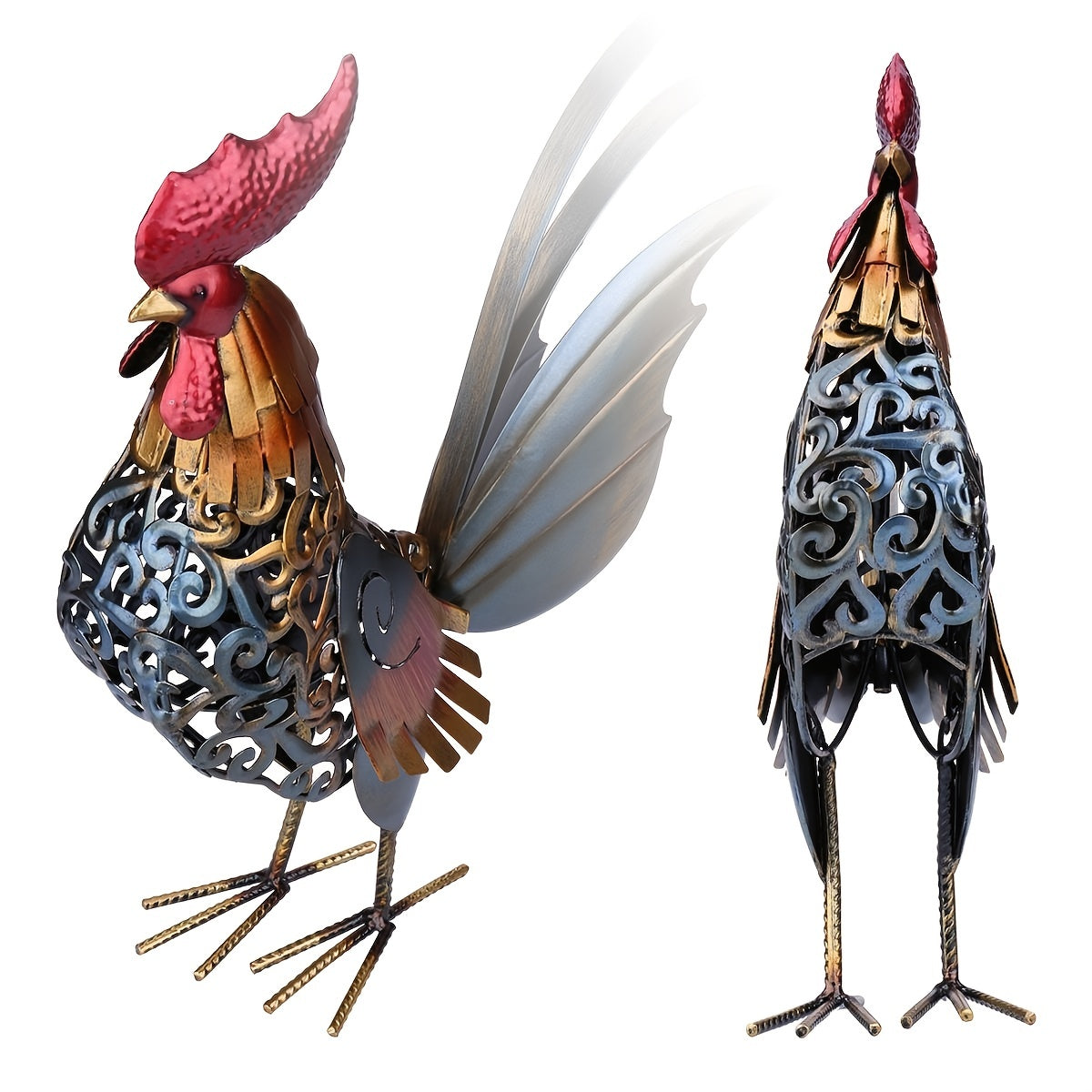 RustyRooster vintage metalen haan sculptuur