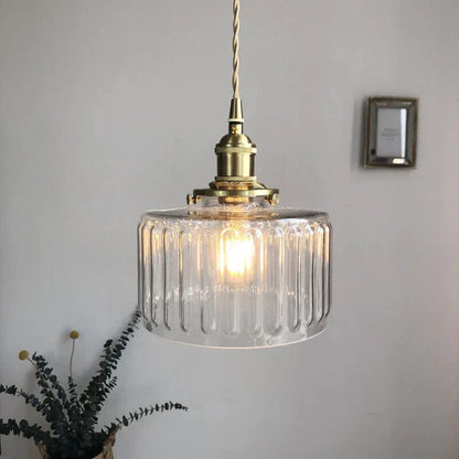 Vintage Cilindervormige Glazen Hanglamp
