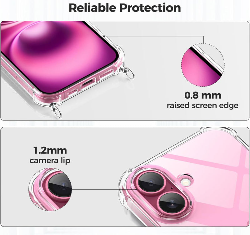 iPhone 16 transparant crossbody koordhoesje
