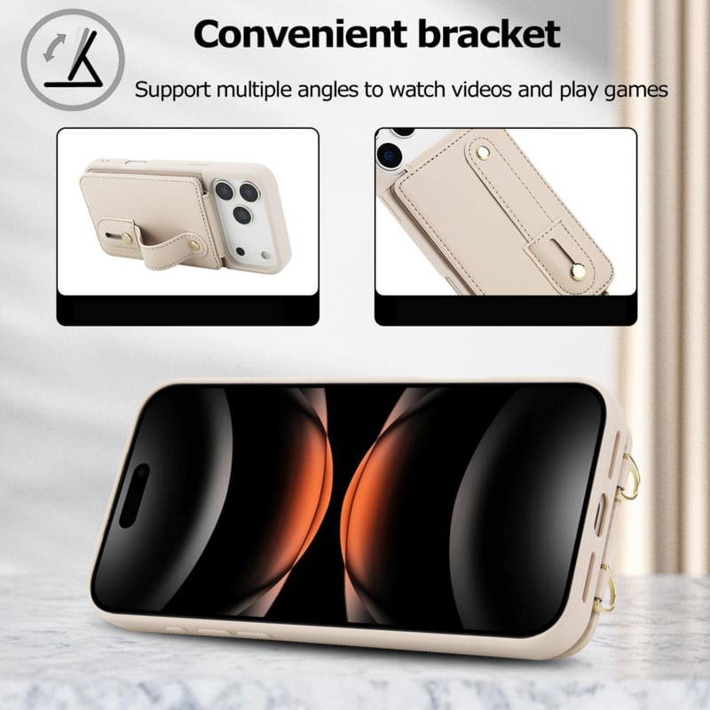iPhone 17 Pro hoesje met pasjeshouder en draagkoord