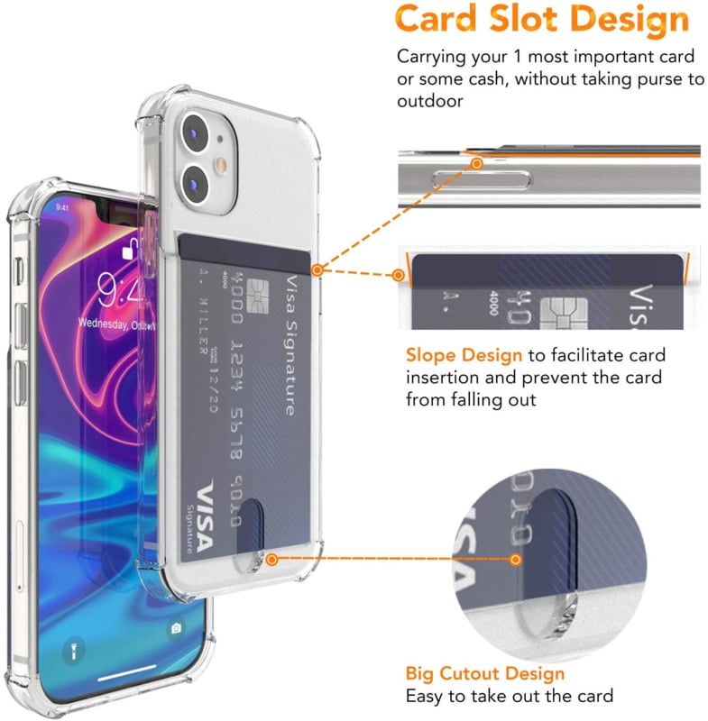 iPhone 16 Plus transparant TPU hoesje met pasjesvak