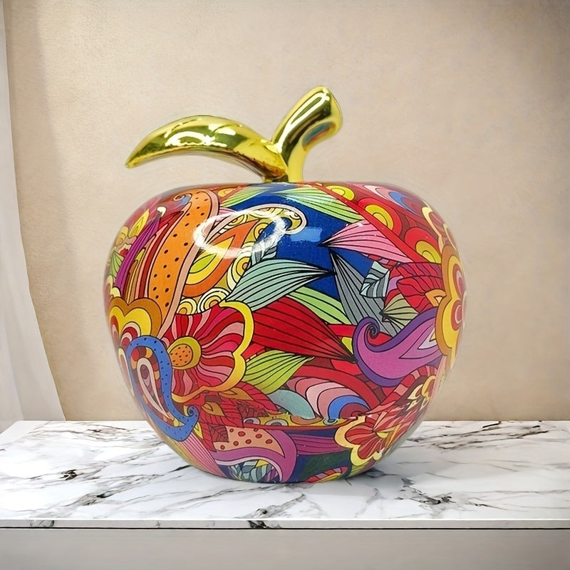Kleurrijke Handbeschilderde Appel Sculptuur van Hars