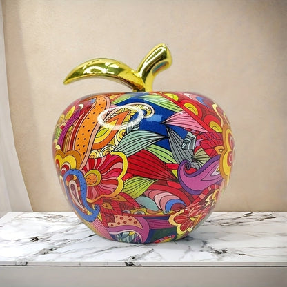 Kleurrijke Handbeschilderde Appel Sculptuur van Hars