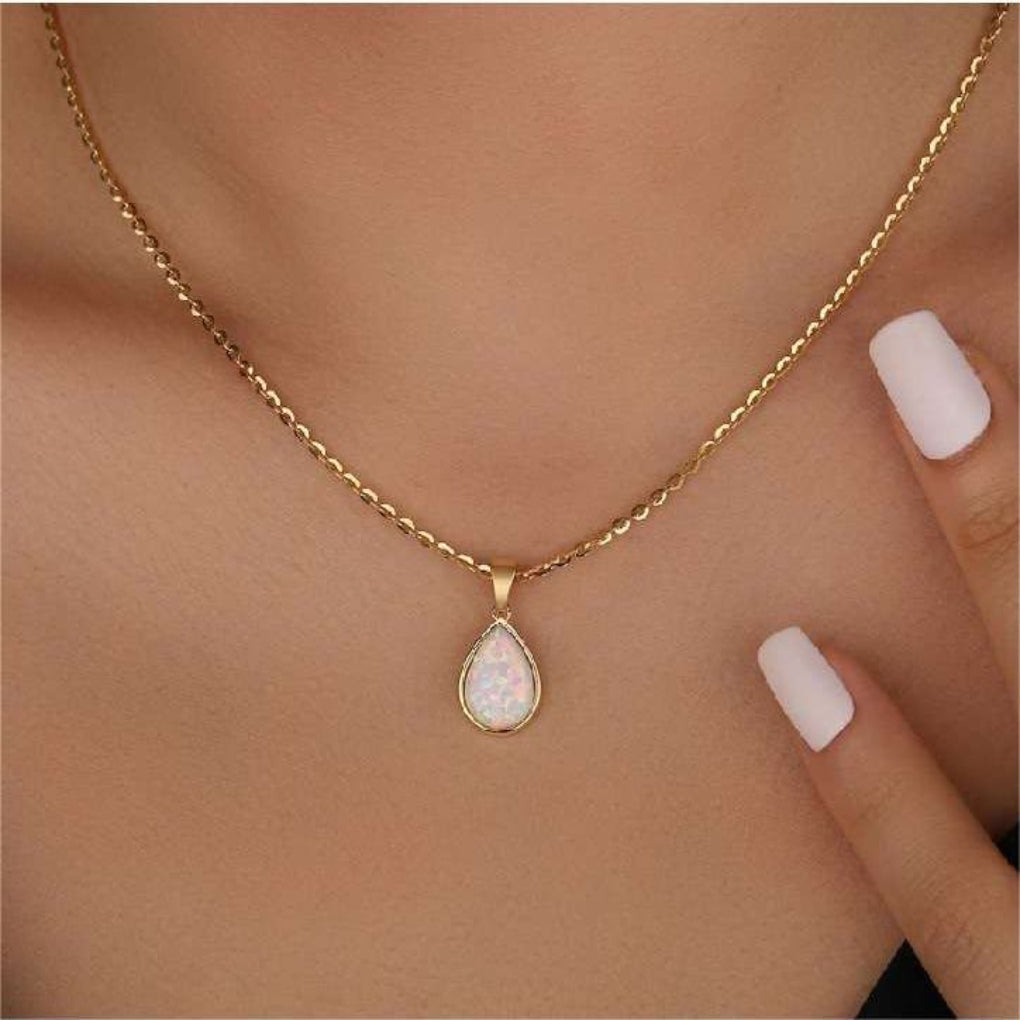 18K Opaal Druppel Hanger Ketting