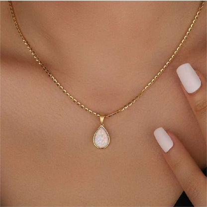 18K Opaal Druppel Hanger Ketting