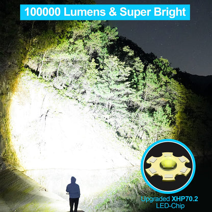 Oplaadbare LED Zaklamp 100000 Lumen