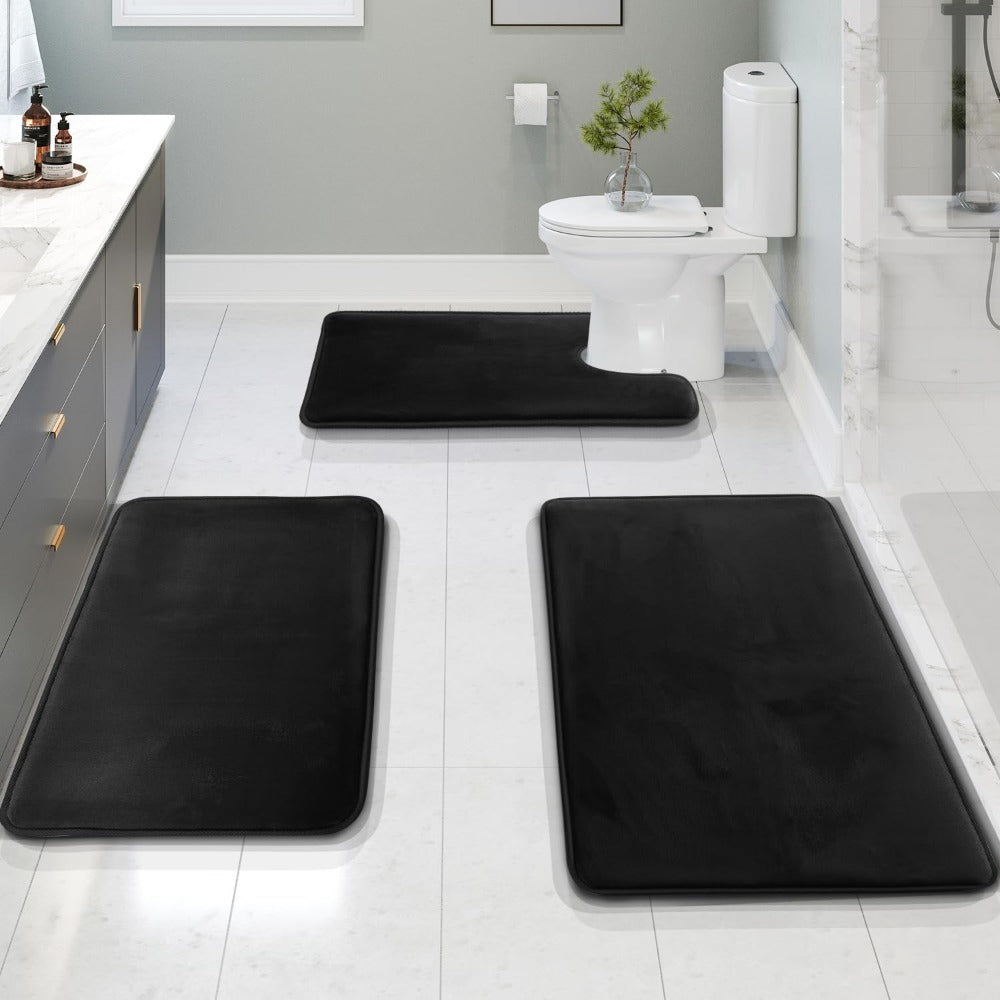 Fluwelen memory foam badmat set 3-delig