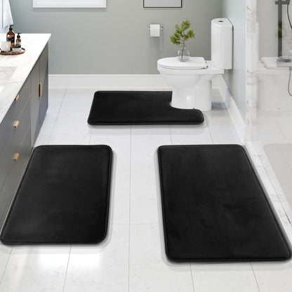 Fluwelen memory foam badmat set 3-delig