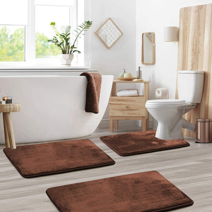 Fluwelen memory foam badmat set 3-delig