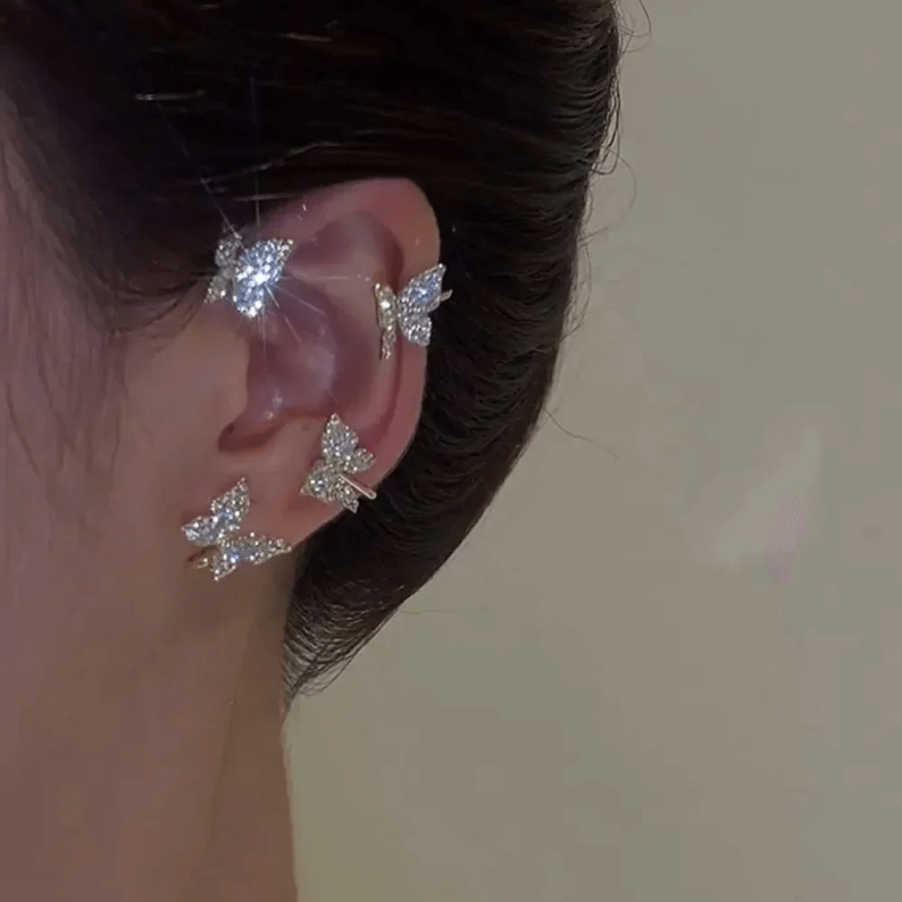 FlutterGleam vlinder clip-on oorbellen