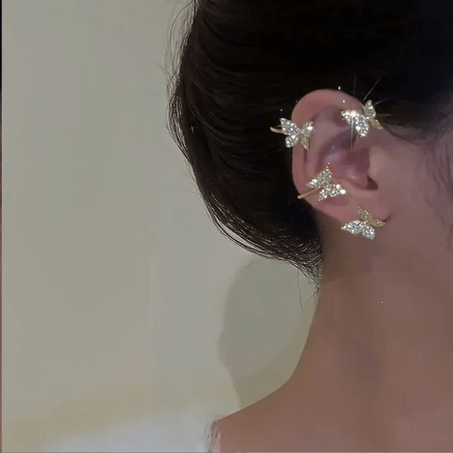 FlutterGleam vlinder clip-on oorbellen
