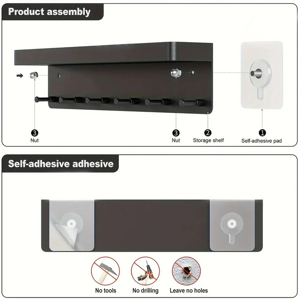 Wallnest wandplank met haken