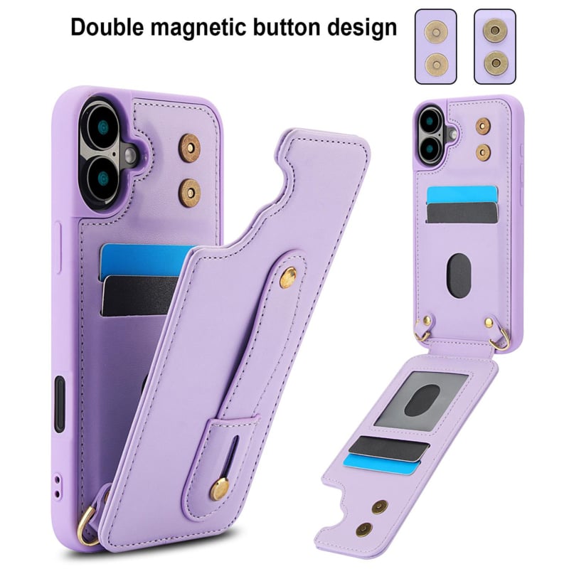 iPhone 17 koordhoesje met pasjeshouder paars