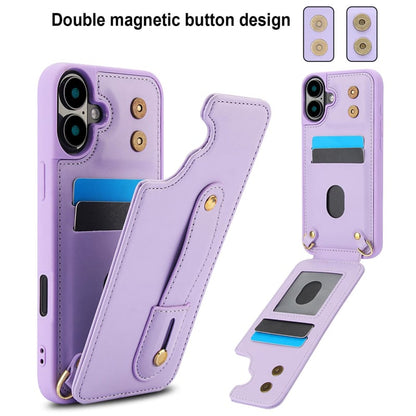 iPhone 17 koordhoesje met pasjeshouder paars